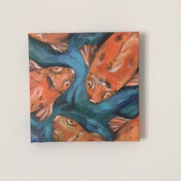 6”x6” Original Acrylic painting of Koi-“Swim”. - Picture 2 of 5